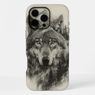 Wolf portrait in a tranquil forest iPhone 16 pro max case