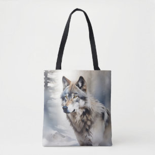 Wolf Portrait in Soft Watercolor Tote Bag