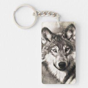 Wolf portrait keychain