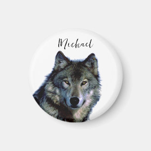 Wolf Portrait Your Name Custom Handwriting Magnet