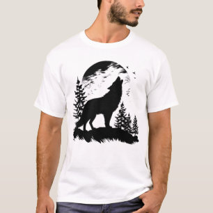 Wolf print t shirt, tees for men, casual t-shirt