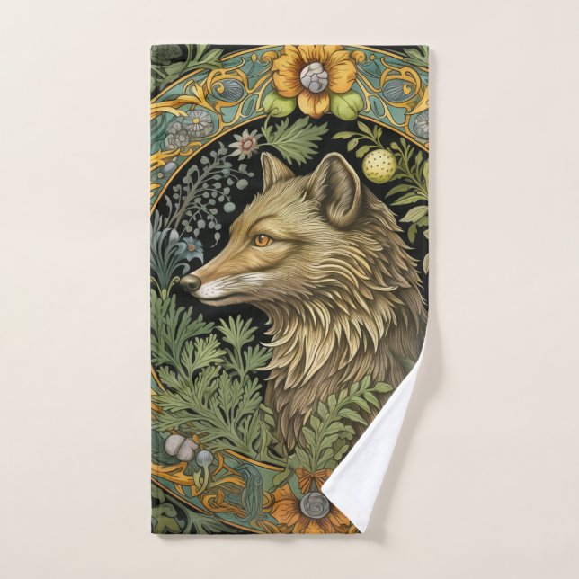Wolf profile in vintage style hand towel (Hand Towel)