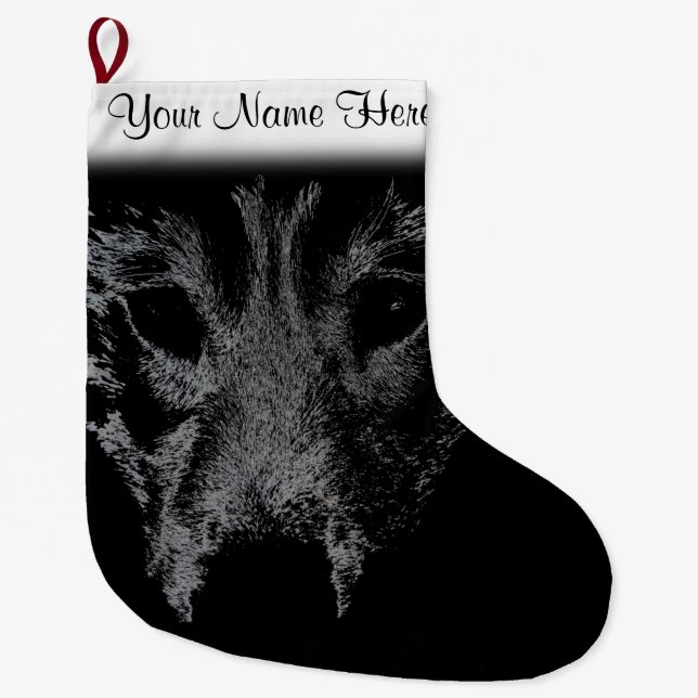 Wolf Pup Christmas Stocking Custom Husky Stocking (Front)