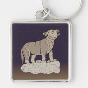 Wolf Pup Howling Keychain