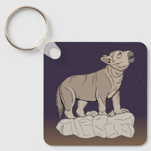 Wolf Pup Howling Keychain