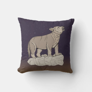 Wolf Pup Howling Throw Pillow