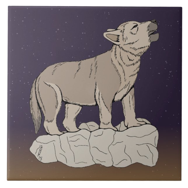 Wolf Pup Howling Tile (Front)