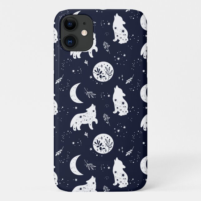 Wolf Pup hurling au coque iphone de la Lune (Dos)
