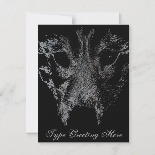 Wolf Pup Invitations Personalized Husky Wolf Card (Front)