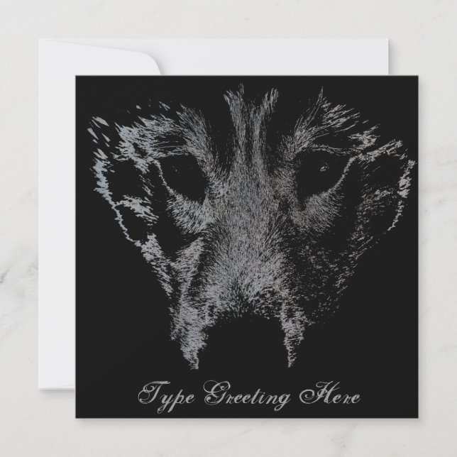 Wolf Pup Invitations Personalized Husky Wolf Card (Front)