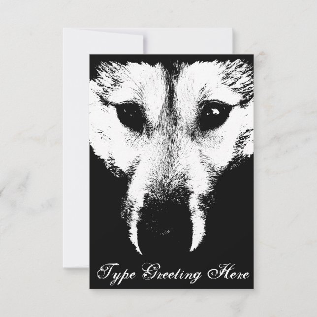 Wolf Pup Invitations Personalized Husky Wolf Card (Front)