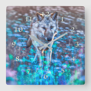 Wolf Puppy LONG MAY YOUR INNOCENCE REIGN Square Wall Clock