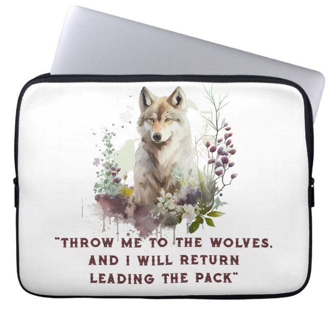 Wolf Quote Laptop Sleeve (Front)