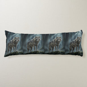 Wolf Raccoon Hybrid – Moonlit Woodland Guardian Body Pillow