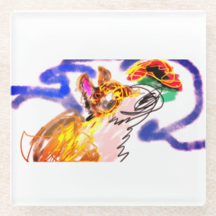 Wolf race autumn glass coaster