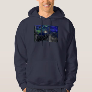 Wolf, Ravens, Totem Pole & Aurora Winter Hoodie
