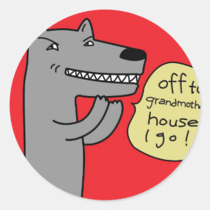 Wolf (red) classic round sticker