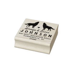 Wolf Return Address Stamp - Wedding Animals