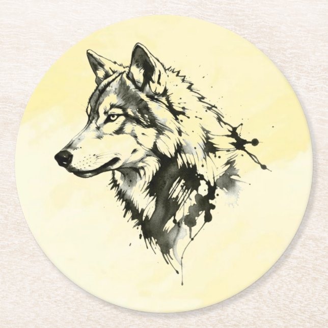 Wolf Round Paper Coaster (Front)