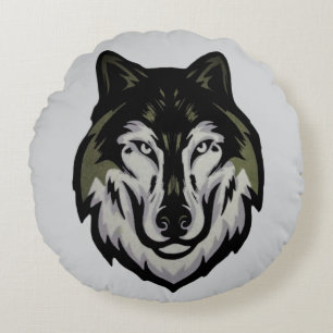 wolf round pillow