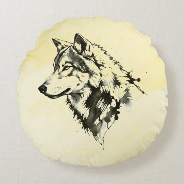 Wolf Round Pillow (Front)