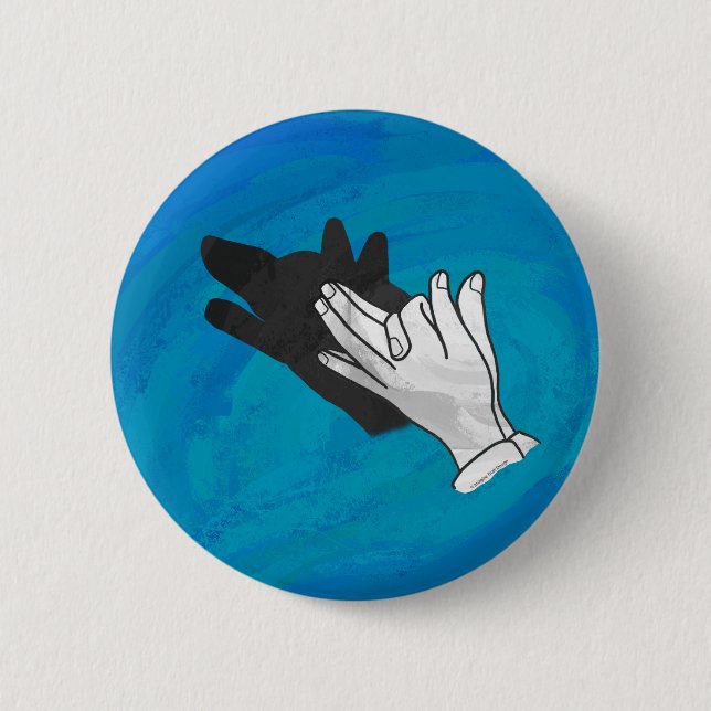 Wolf Shadow on Blue 2 Inch Round Button (Front)