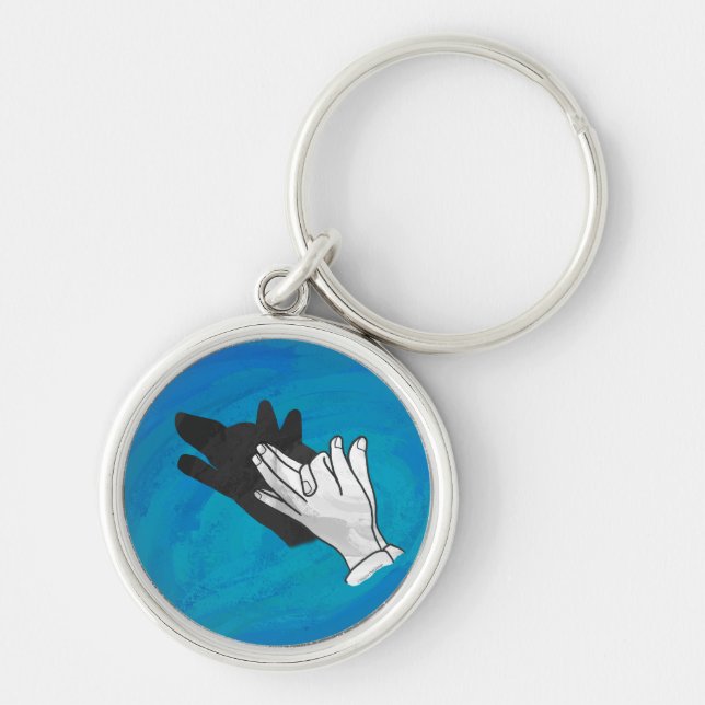 Wolf Shadow on Blue Keychain (Front)