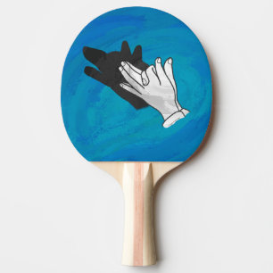 Wolf Shadow on Blue Ping Pong Paddle