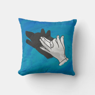 Wolf Shadow on Blue Throw Pillow