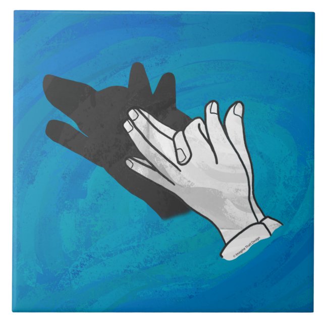 Wolf Shadow on Blue Tile (Front)