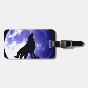 Wolf Silhouette & Full Moon Luggage Tag