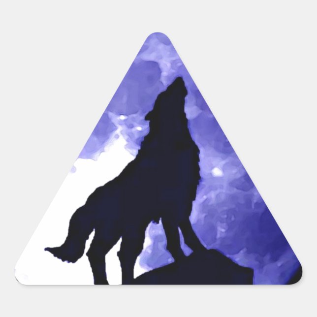 Wolf Silhouette & Full Moon Triangle Sticker (Front)