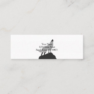 wolf silhouette howling - Choose background color Mini Business Card