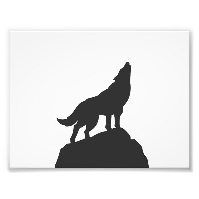wolf silhouette howling - Choose background colour Photo Print (Front)