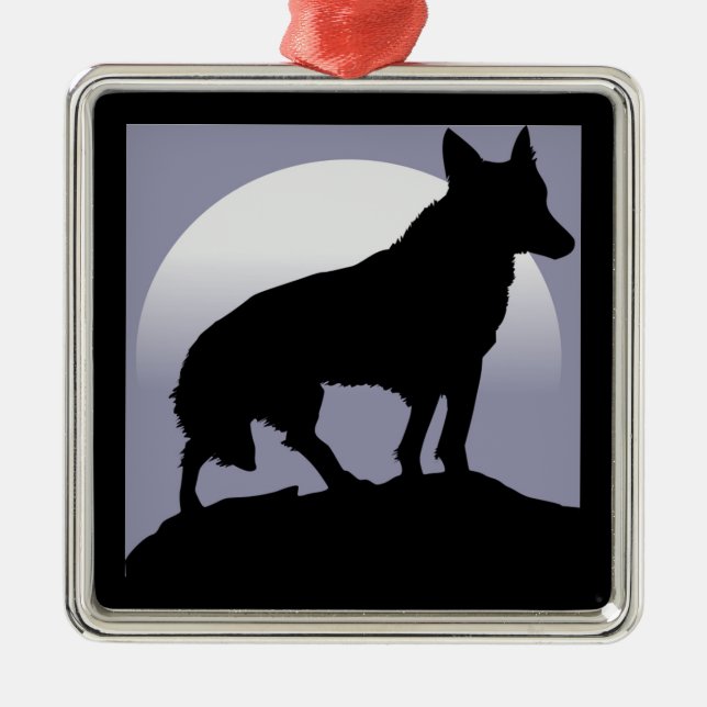 WOLF SILHOUETTE METAL ORNAMENT (Front)