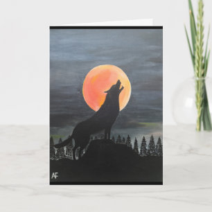 Wolf Silhouette Painting by Alfred Fox Card