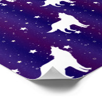 Wolf Silhouette Starry Night Galaxy Lover Universe