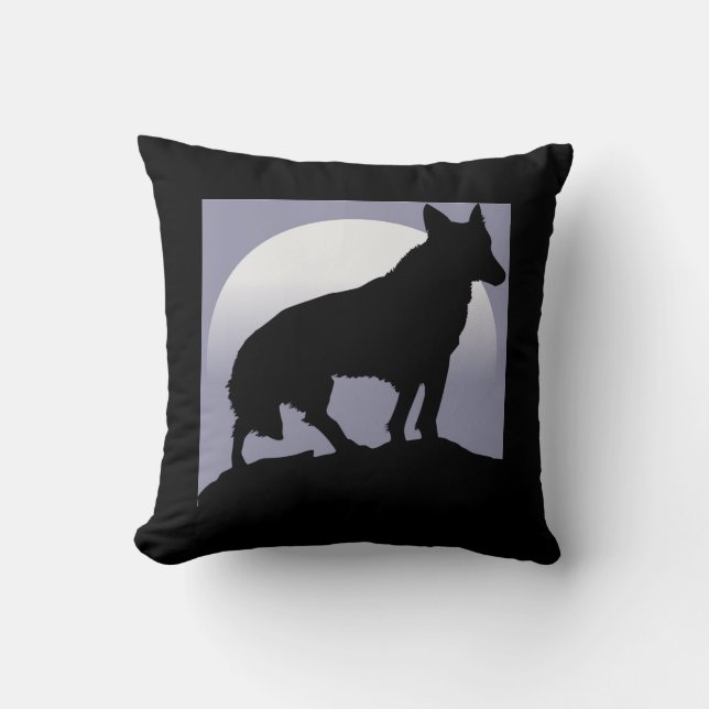WOLF SILHOUETTE THROW PILLOW (Front)