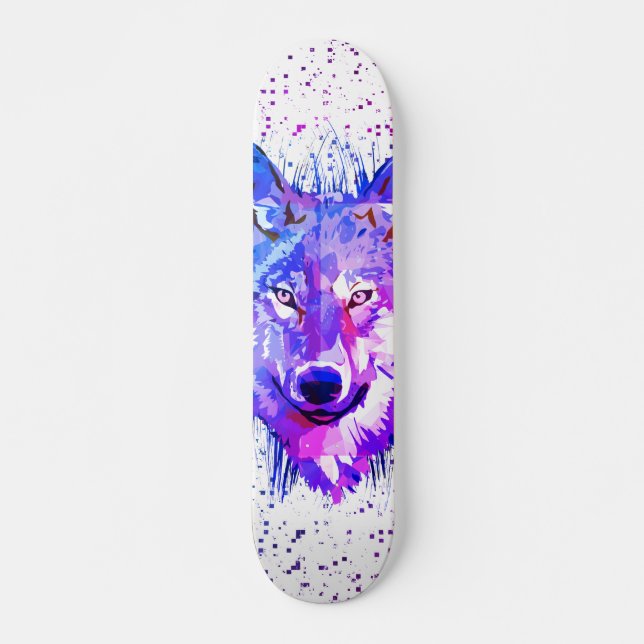 Wolf Skateboard Deck | Colourful Wolf Head (Front)
