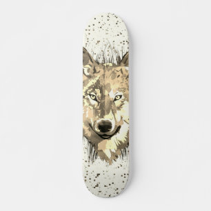 Wolf Skateboard Deck Sepia Wolf Head