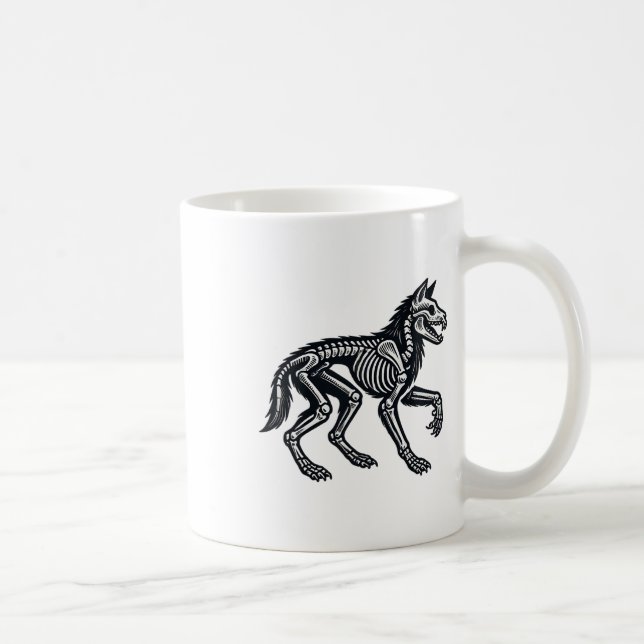 Wolf Skeleton Halloween  Coffee Mug (Right)