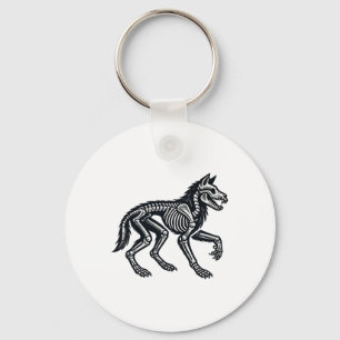Wolf Skeleton Halloween Keychain