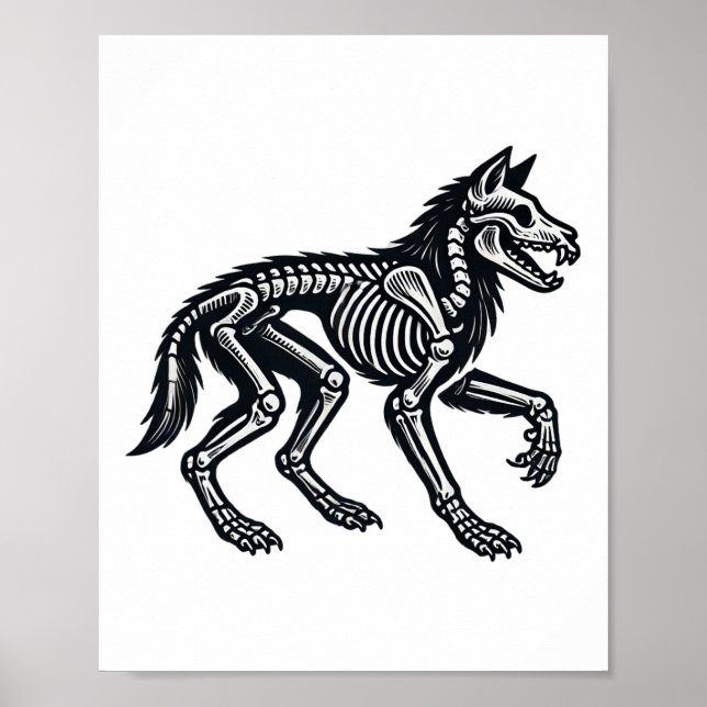 Wolf Skeleton Halloween  Poster (Front)