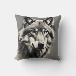 Wolf Sketch Throw Pillow