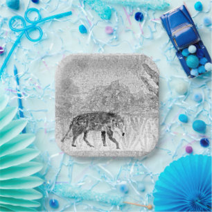 Wolf Sketch Wild Animal Art Paper Plate