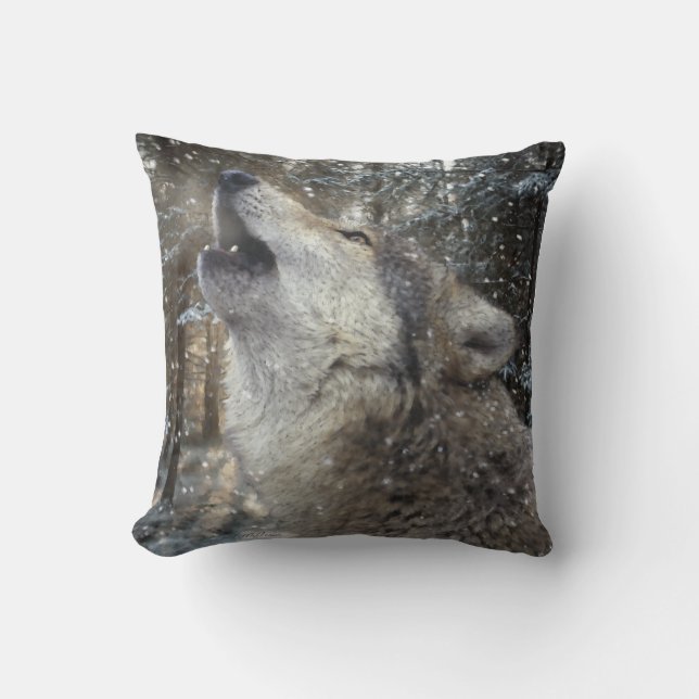 Wolf Song - Pastel Throw Pillow (Front)