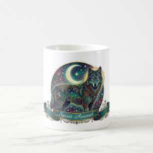 Wolf Spirit Animal Celestial Art Nouveau Coffee Mug