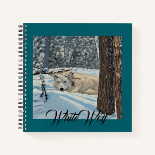 Wolf Spirit Animal White Snow Teal Journal 