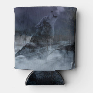 Wolf Spirit Moon Night Can Cooler