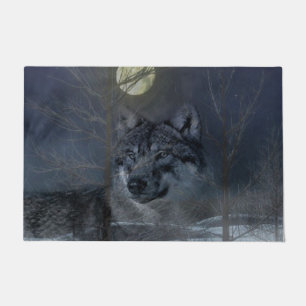 Wolf Spirit Moon Night Doormat